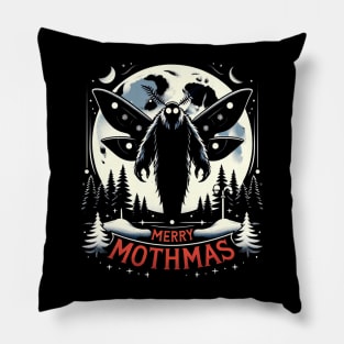 Mothman Christmas, Funny Merry Mothmas, Moth Man Cryptid Meme Pillow