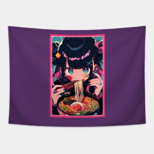 Cute Anime Girl |  Ramen Noodles | Hentaii Chibi Kawaii Design Tapestry