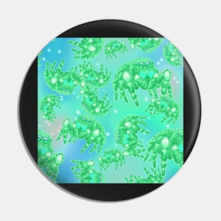 Pale Green Rainbow Space Spider (Bold Jumper) All Over Print Pin