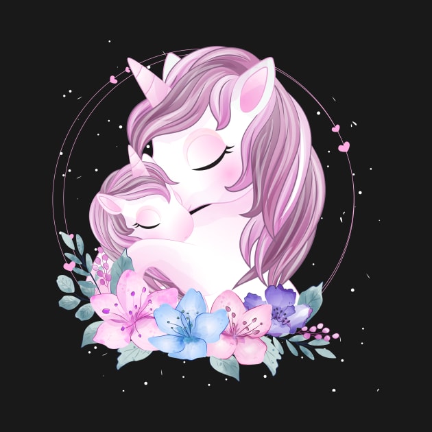 cute unicorn mother baby Tshirt by Tshirt lover 1