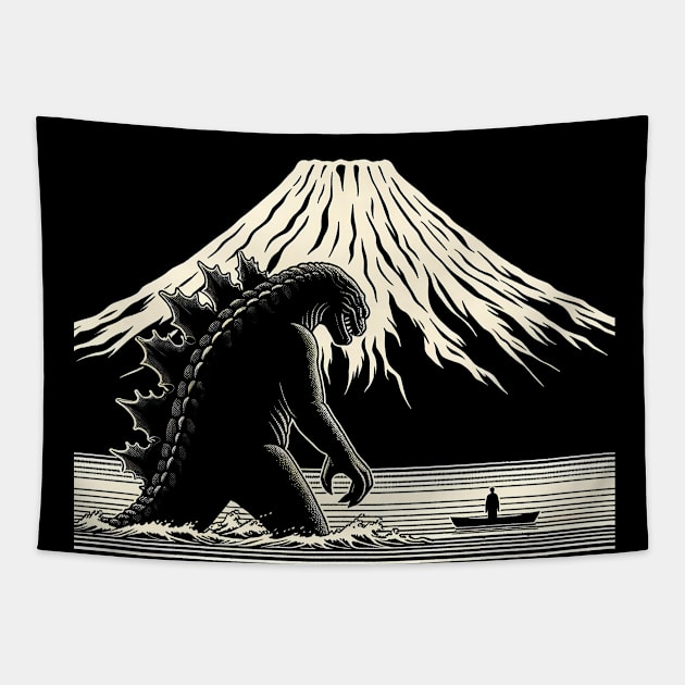 Godzilla's Retro Rampage: Vintage T-Shirt and More! Tapestry by Klimek Prints