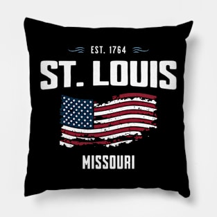 St Louis Missouri - Old Glory Patriotic USA Flag Pillow