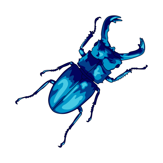 Colorful blue stag beetle illustration by Drumsartco