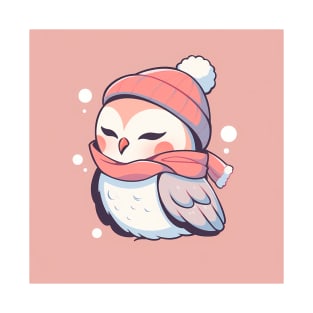 Cute Adroable Kawaii Baby Owl Wearing a Hat and Scarf T-Shirt