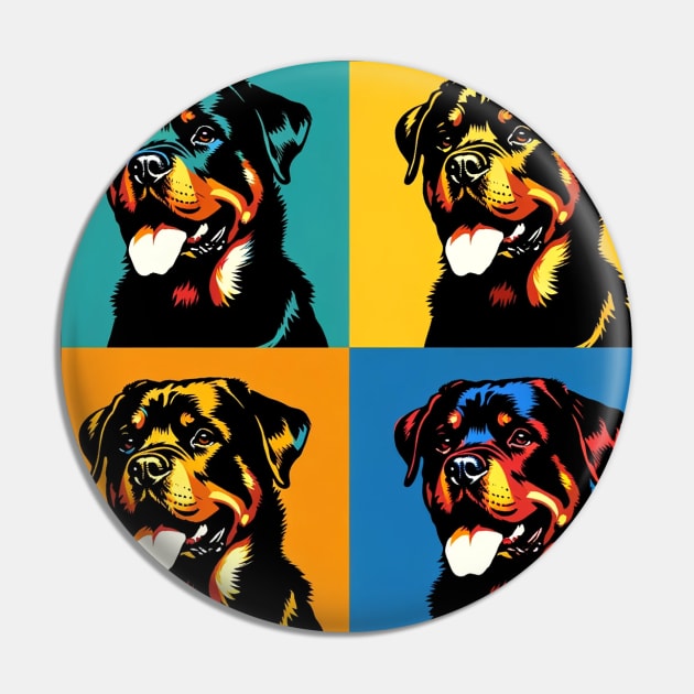 Rottweiler Pop Art - Dog Lover Gifts Pin by PawPopArt