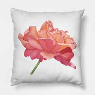 Dynasty Rose, floral watercolor painting Pillow