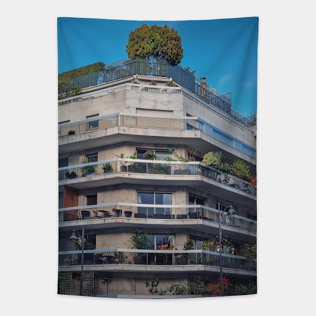 eco friendly building Tapestry by psychoshadow