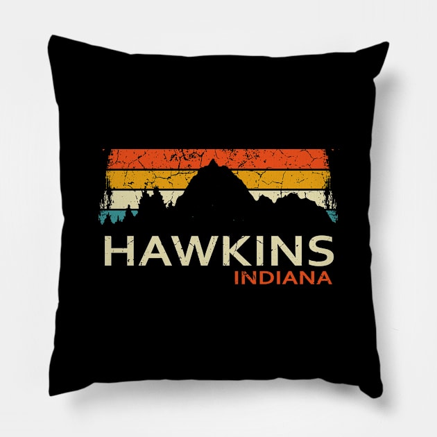 Hawkins Indiana, Visit Hawkins Retro 80s Vibe, Pillow by UranusArts