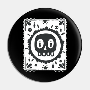 Papel Picado - Black skull - candle- white - Día De Los Muertos Pin