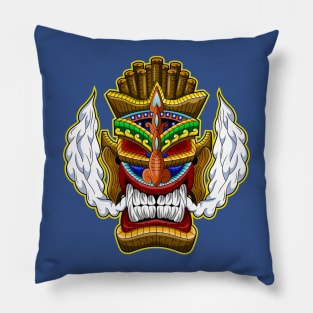 Tiki Mask Wooden Pillow