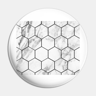 White marble with black geometric beehive Pin