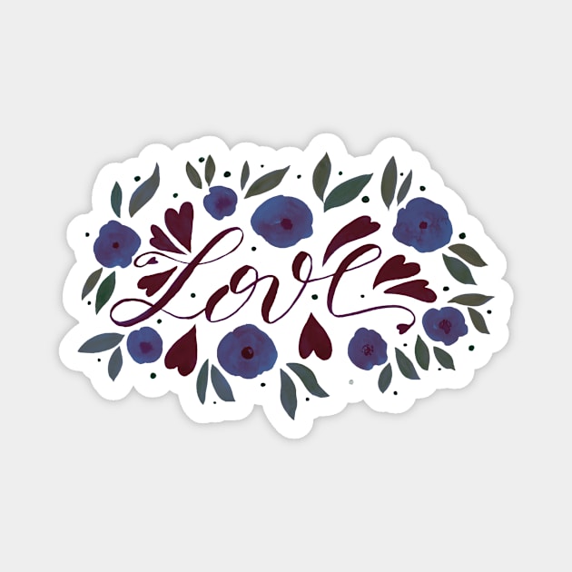 Love and flowers - garnet and purple Magnet by wackapacka