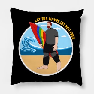 Surfer Let the Waves Set You Free Pillow