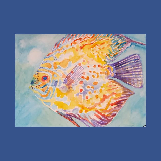 Rainbow Sea Fish Watercolor Painting by SarahRajkotwala