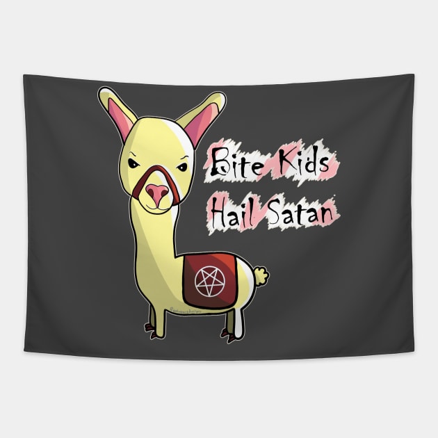 Bite Kids Hail Satan Tapestry by nonbeenarydesigns