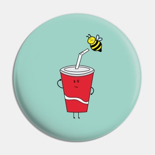 cute red cup drink with little bee perched on its straw Pin