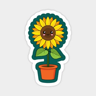 Kawaii Sunflower Plant in a Pot Magnet