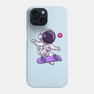 Cute Astronaut Playing Skateboard Cartoon Phone Case