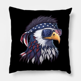 Patriotic Bald Eagle Mullet USA American Flag 4th of July Pillow