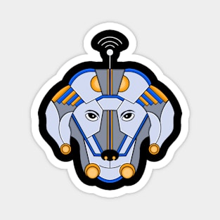 Mecha Cyborg Head Dog Magnet