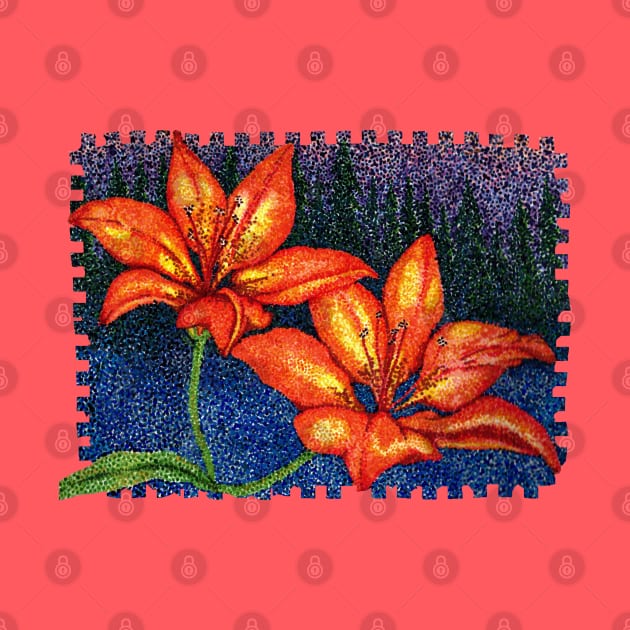 Prairie Lily Pointillism by Orphean Designs