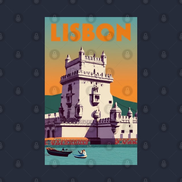 A Vintage Travel Art of Lisbon - Portugal by goodoldvintage