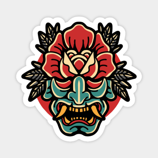 Retro Oni Mask with Rose Magnet