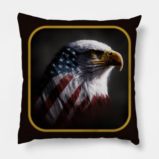 Patriotic American Flag Bald Eagle Pillow
