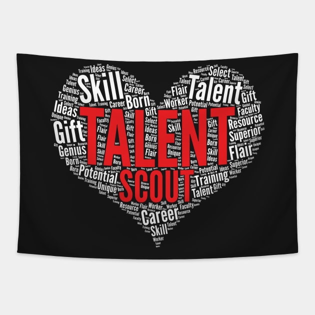 Talent scout Heart Shape Word Cloud Design print Tapestry by theodoros20