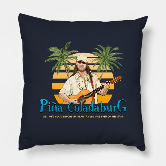 Coconut Pete's Pina Coladaburg Pillow by FanboyMuseum