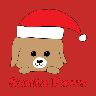 Santa Paws Dog in Christmas Hat T-Shirt