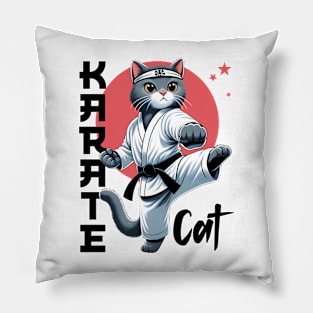 Karate Cat Funny Kitty Sport Design Pillow