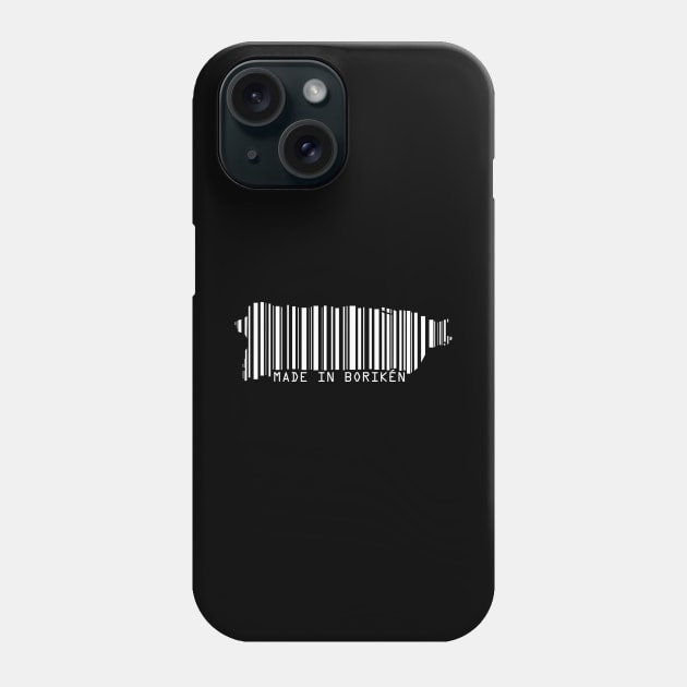 Puerto Rico Map Made in Boriken Barcode White Design Phone Case by bydarling