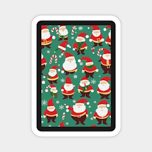 Christmas Seamless Pattern, Santa and Christmas Gnomes #5 Magnet