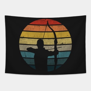 Archery Silhouette On A Distressed Retro Sunset print Tapestry