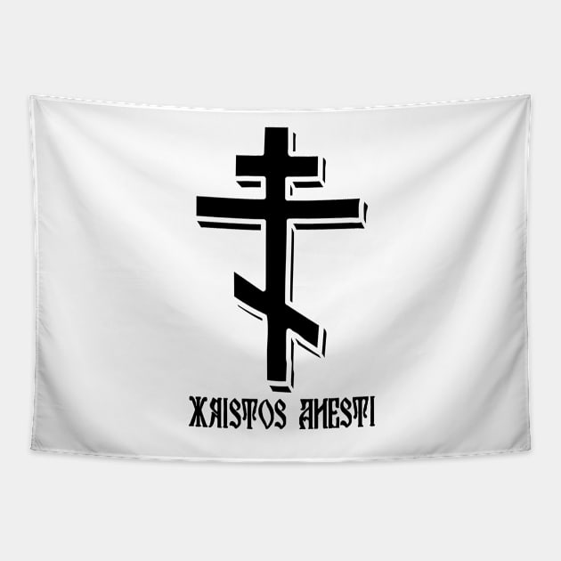 Xristos Anesti Christ Is Risen Orthodox Cross Tapestry by thecamphillips