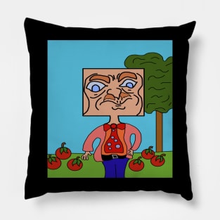 square head man apples from tree Pillow