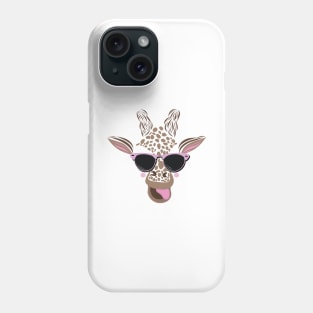 Giraffe with pink sunglasses tongue out Phone Case