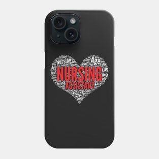 Nursing assistant RN Heart Shape Word Cloud Design graphic Phone Case