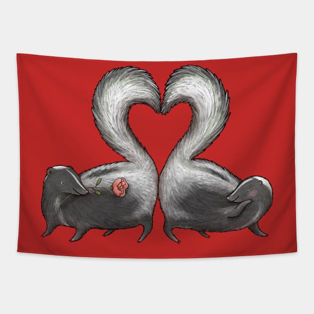 Skunk Love Tapestry by Sophie Corrigan