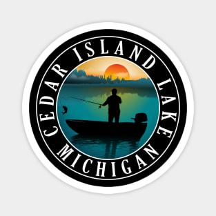 Cedar Island Lake Fishing Michigan Sunset Magnet