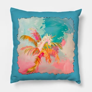 Unicorn and palm tree Pillow