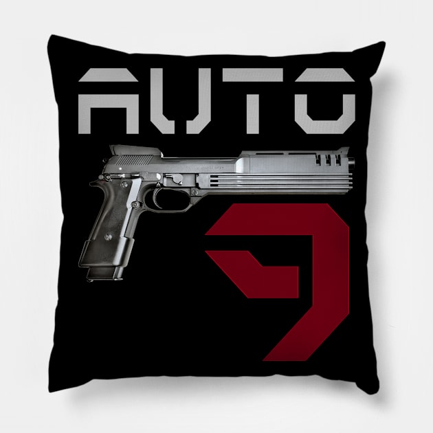 Handgun Auto 9 Pillow by Aim For The Face