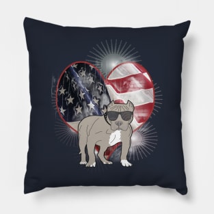 Pitbull USA Dog Patriotic Design Pillow