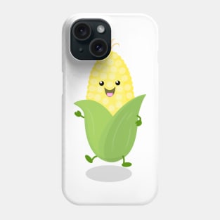 Cute happy corn cartoon illustration Phone Case