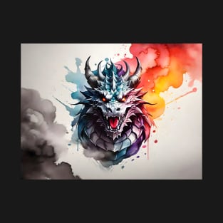 dragon face Watercolor T-Shirt