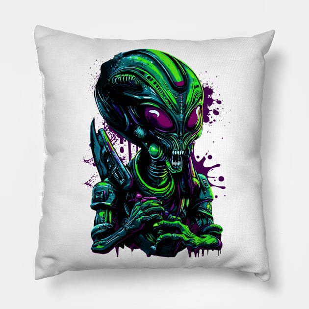 Graffiti Space Alien Pillow by rebelthreads.id