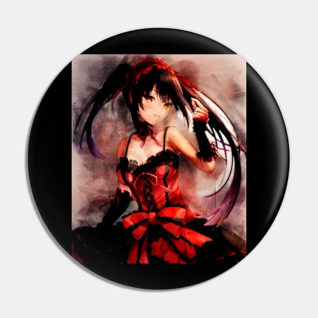 Tokisaki Kurumi Anime Watercolor Pin by Isamu Studio