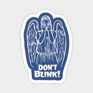 Don't Blink Winking Angel Bad Line Art in White Magnet