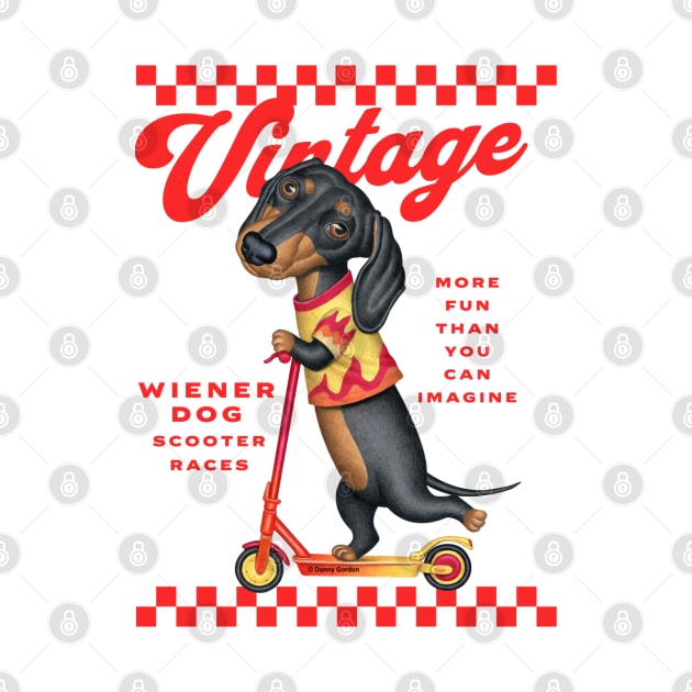 Cute Funny Dachshund Wiener Dog Vintage Skateboard by Danny Gordon Art